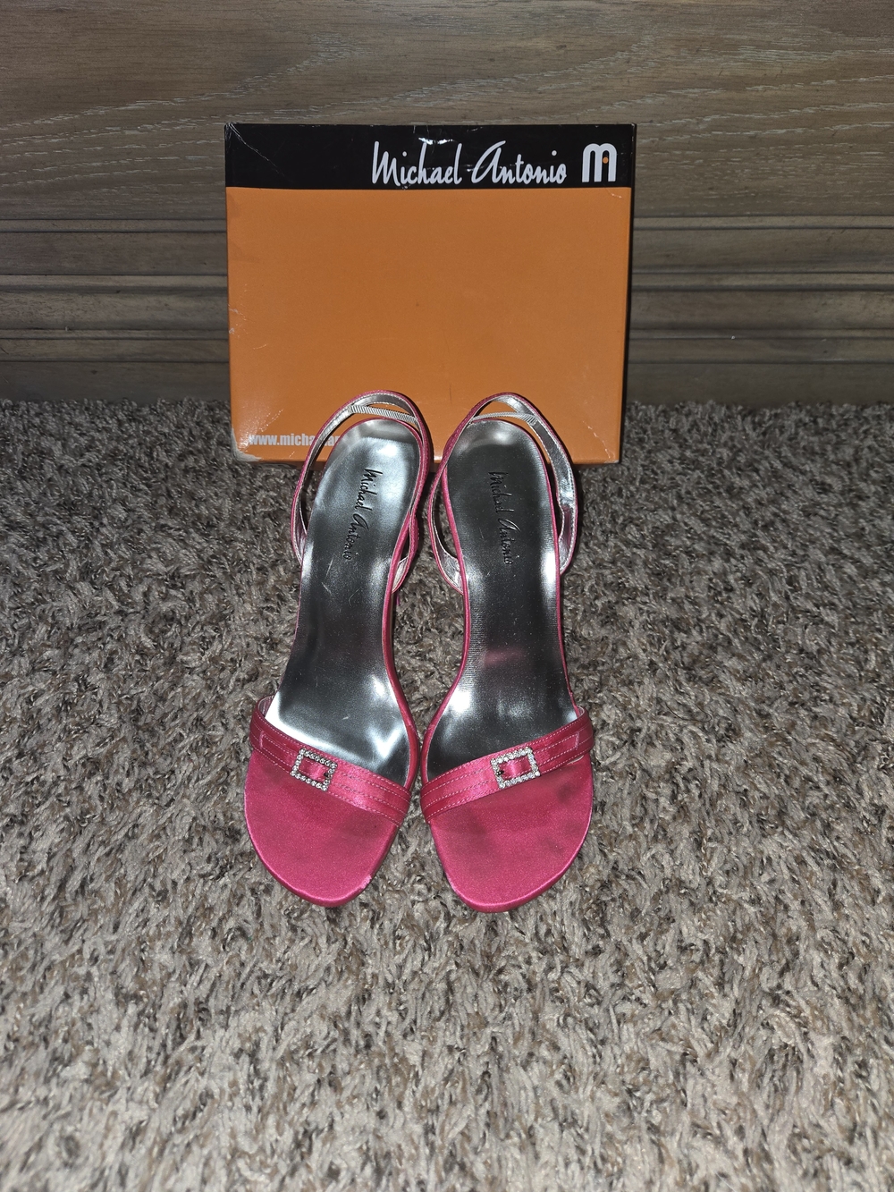 Michael Antonio Hot Pink Satin Open-Toe Ankle-Strap Heels